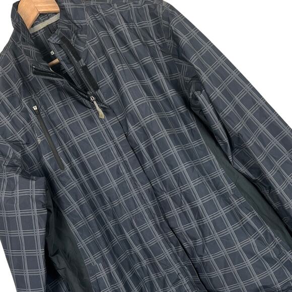 SUNICE Men's XL Gray Black Plaid Typhoon Full Zip Waterproof Rain Golf Jacket - Picture 1 of 9